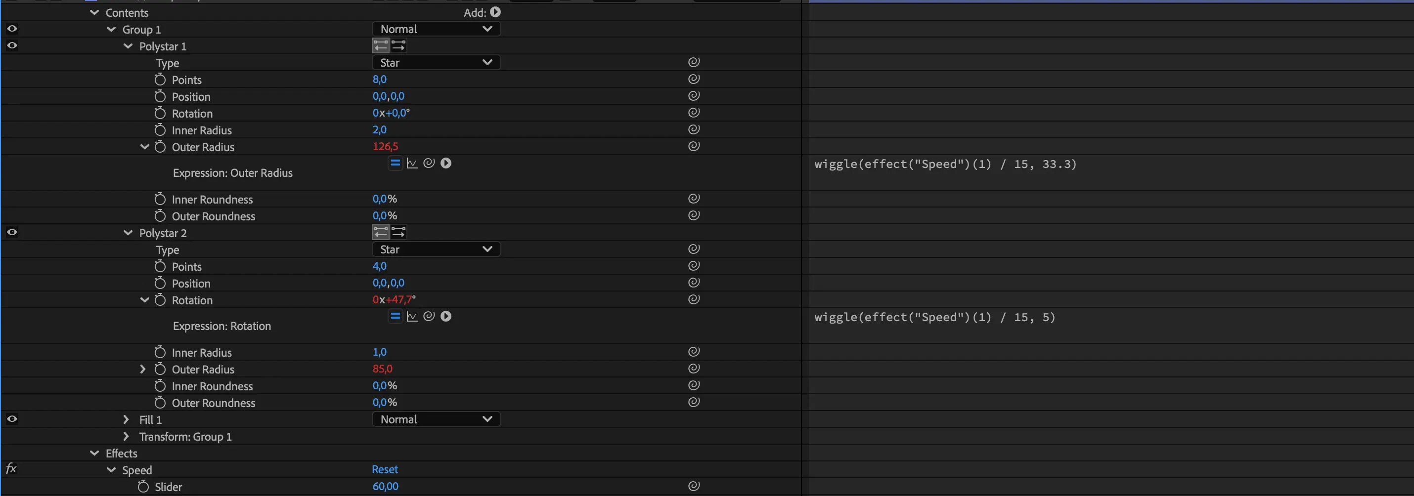 en masse lag som er åbne i Adobe After Effects timeline 