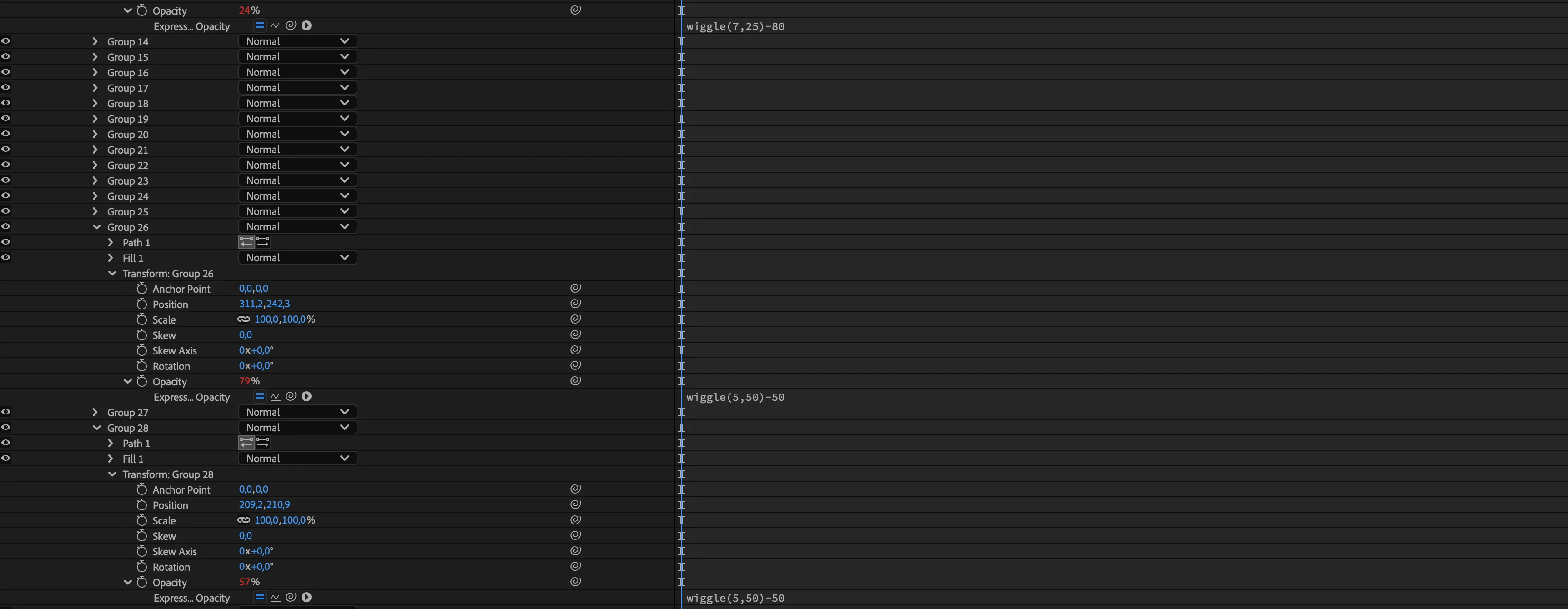 Adobe After Effects timeline wiggle expression 
